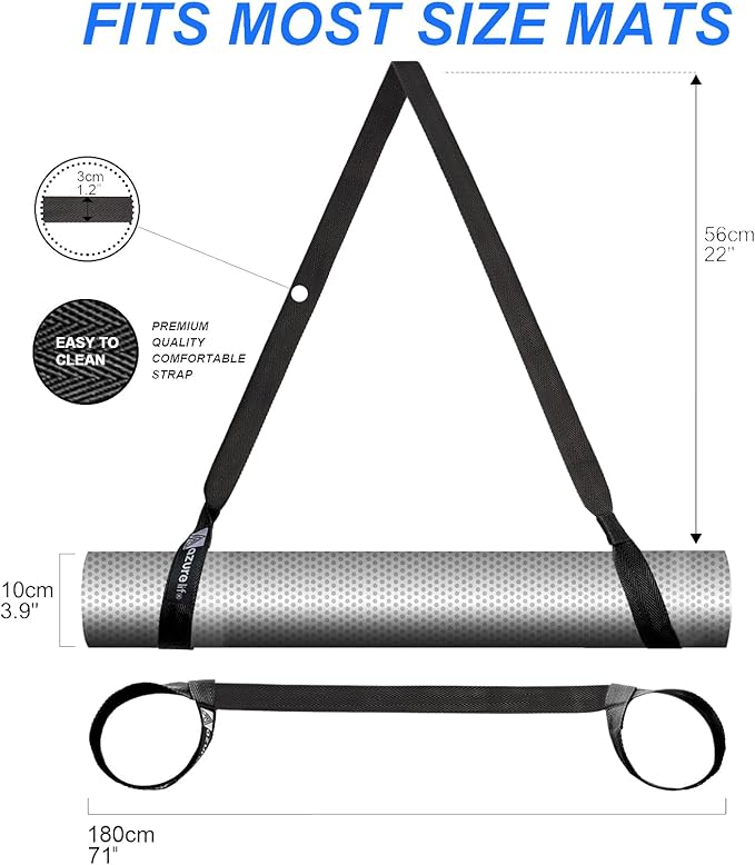 A AZURELIFE [MAT NOT Included] Yoga Mat Sling, Yoga Mat Straps for Carrying, Easy-Cinch Yoga Mat Holder Strap