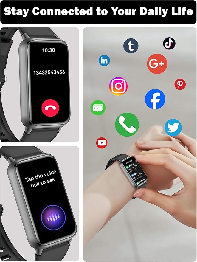 KPEP AMOLED Fitness Watches for Women Men with Stress Blood Oxygen Heart Rate Monitor Sleep Tracking 110+ Sport Modes Fitness Tracker Watch Calorie Counter Step Tracker IP68 Waterproof for Andriod iOS