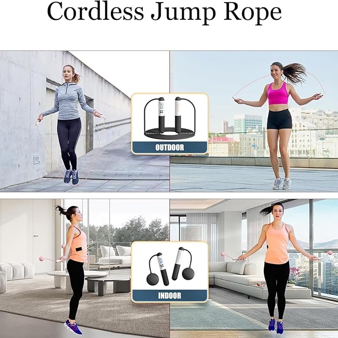 Skipping Rope with Counter, Gravity Ball Jump Rop, Counting Jump Rope, Cordless, Intelligent Digital Jump Rope, Adjustable Skipping Rope for Lose Weight- Black