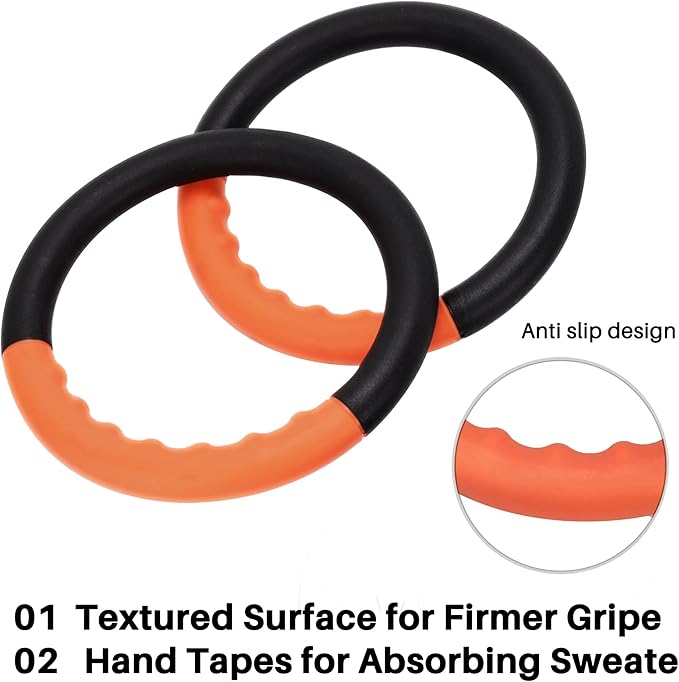 Teamaze Gymnastic Rings with 15 FT Adjustable Straps Non-Slip Gymnastics Rings Pull Up Workout Rings for Home Gym Exercise, Training