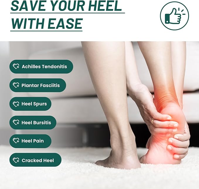 Plantar Fasciitis Heel Protector for Shoes - Welnove Anti Slip Heel Cups for Women Men Heels Spur Pain Relief - Heel Inserts Pads for Achilles Tendonitis Dry Cracked Heel Support Cushion (Size S)