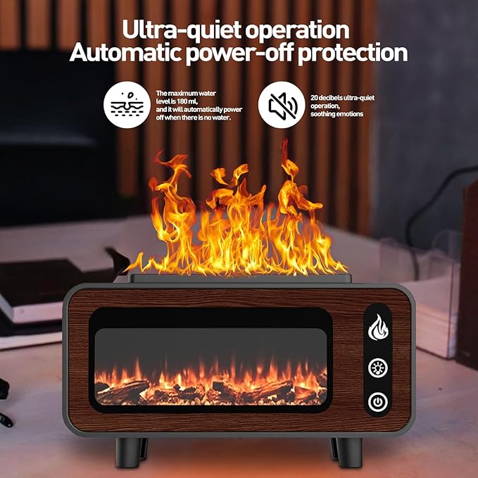 APSARAS USA Aroma Diffuser, Essential Oil Diffuser, Fireplace Flame Air Humidifier Diffuser, 7 Colors Aromatherapy Diffuser with Timer, Humidifiers for Bedroom,Yoga,Gym,200ml(Black)