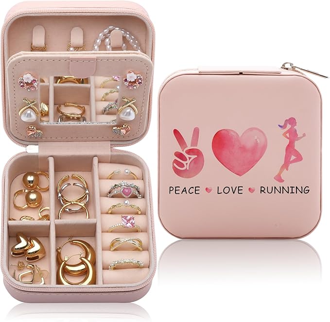 Running Gifts Runner Jewelry Box for Women, Running Lover Gifts for Women Female Friend, Birthday Gifts for Gym Runner Marathon Lover Jewelry Case Travel Jewelry Organizer