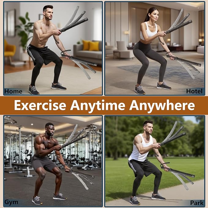Weighted Ropeless Battle Rope for Home Gym, Strength Training,Portable Workout Ropes for HIIT Workouts, Low-Impact Cardio Training, Durable Core Strength Arm Muscle Builder Ropes for Men&Women- 2PCS