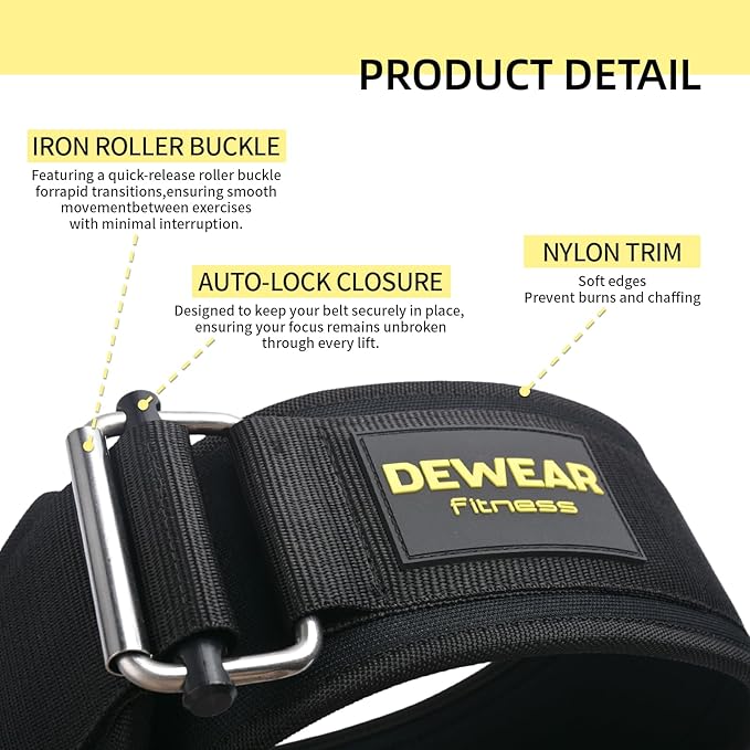 Durable Weight Lifting Belt, 4'' Wide Gym Belt for Bodybuilding, Powerlifting, Squats, Deadlift - Provides Lumbar Support & Stability for Men & Women