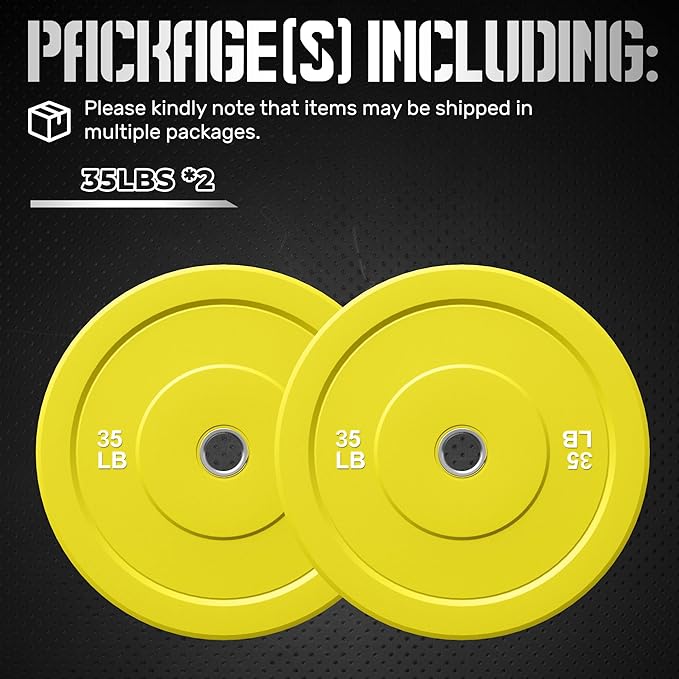 Colored Bumper Weight Plates Olympic Weight Plate Set 2-Inch, 10/15/25/35lb Rubber Weight Plates Set for Strength Training Home Gym, Barbell Weights Plates for Heavy Weight Lifting