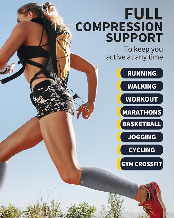CAMBIVO 3-Pair Calf Compression Sleeves for Men & Women – Footless Socks for Shin Splints & Leg Pain Relief, 1 Pair Available