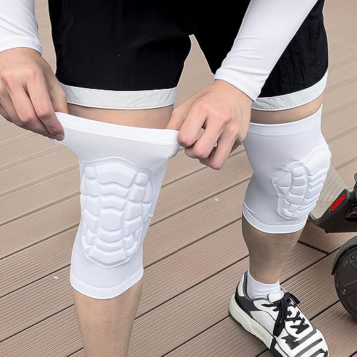 Wrestling Knee Pads for Kids Youth Adult, Knee Compression Sleeve for Basketball Volleyball Football, 1 Pair Short Knee Pads Sleeves ((#2) White-2pcs,Medium)