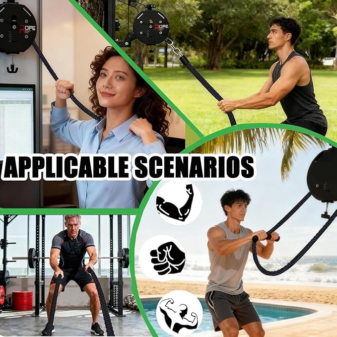 Endless Rope Trainer | Adjustable Resistance Trainer Machine | Suspension Endless Rope Pulley System| Closed-Loop Nylon Rope | Home Gym Infinity Rope for Resistance Training