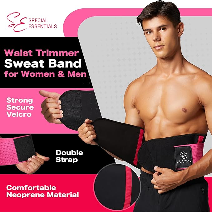 Special Essentials Waist Trainer for Women & Men Adjustable Sweat Band Waist Trimmer For Core Stability & Training Workouts