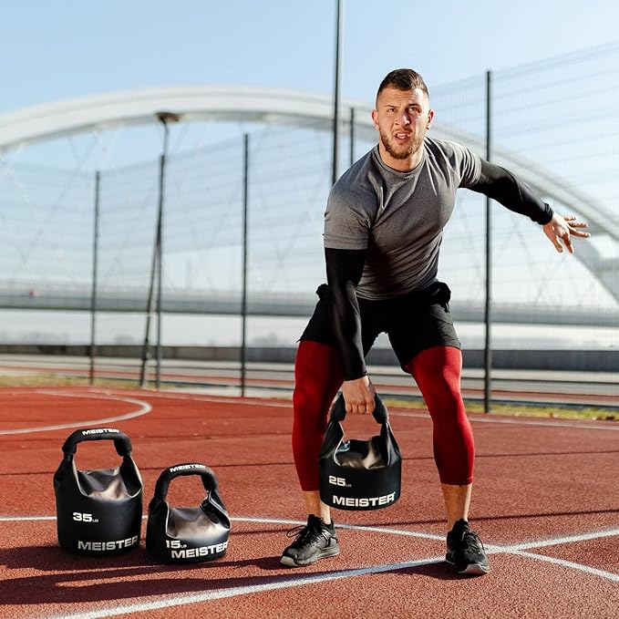 Meister BEAST Portable Sand Kettlebell - Soft Sandbag Weight - 25lb / 11.3kg - Black