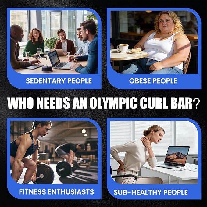 47" Olympic EZ Curl Bar 500-lbs Capacity Steel Barbell Suitable for 2" Weight Plates, 2-Inch Curl Bar for Weight Lifting,Hip Thrusts,Squat,Biceps-Home Gym Weight Bar