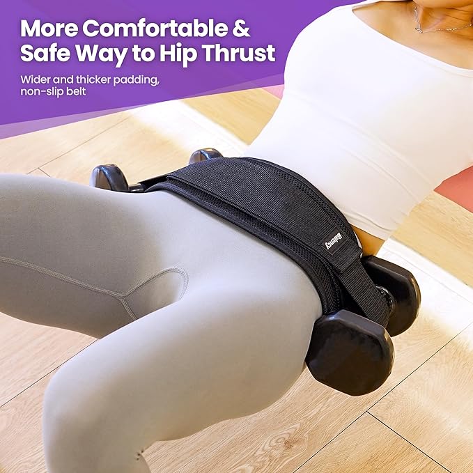 Hip Thrust Belt, Balency Hip Thrust Belt for Dumbbells Heavy, Booty Belt for Hip Thrust, Slip-Resistant Padding Hip Thrust Belt for Gym or Home Workouts, Hip Thrust Band for Dumbbell Kettlebell Plate