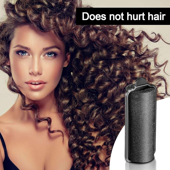 Syhood 18 Pcs Satin Rollers for Black Hair Foam Sponge Rollers Black Satin Wrapped Hair Curlers for Hairdressing Styling(1.18 Inch)