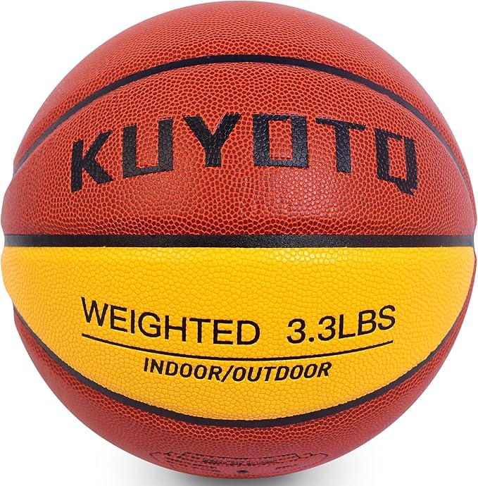 KUYOTQ 3LBS/3.3LBS/2.2LBS Weighted Heavy Training Basketball 29.5/28.5" in and Outdoor Improving Handling Dribbling Passing Rebounding Skill Composite Size 7/6 Weighted Training Basketball Equipment