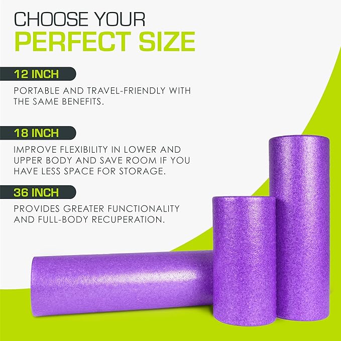 ProsourceFit High Density Foam Rollers Long, Firm Full Body Athletic Massage Tool for Back Stretching, Yoga, Pilates, Post Workout Muscle Recuperation