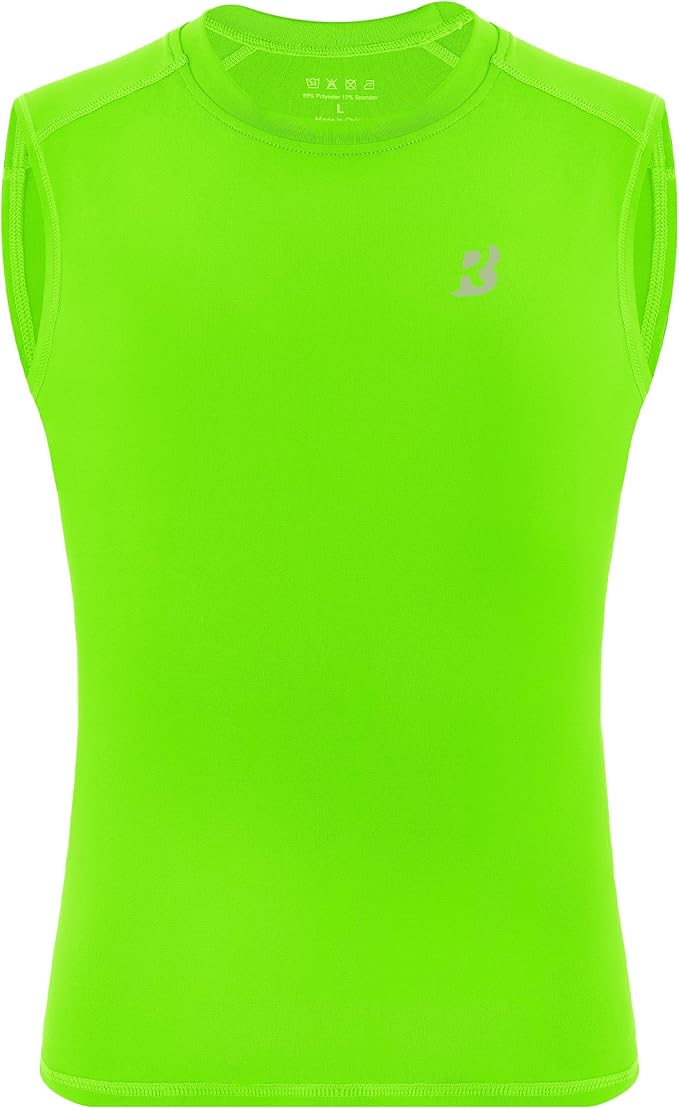 Roadbox Boys Youth Sleeveless Compression Shirt, Quick Dry Kids Football Undershirt, Athletic Soft Tank Tops Sport Basketball