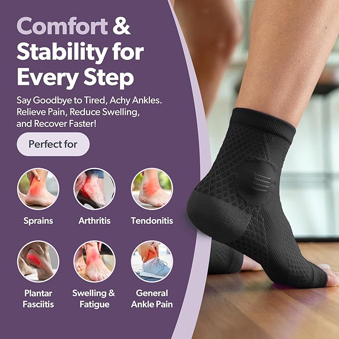BraceAbility Neuropathy Socks (Pair) - Peripheral Neuritis Compression Diabetic Toeless Foot Sleeves for Nerve Damage Pain in Feet, Ankle Gout, Plantar Fasciitis Relief Brace for Men and Women (XL - Purple)