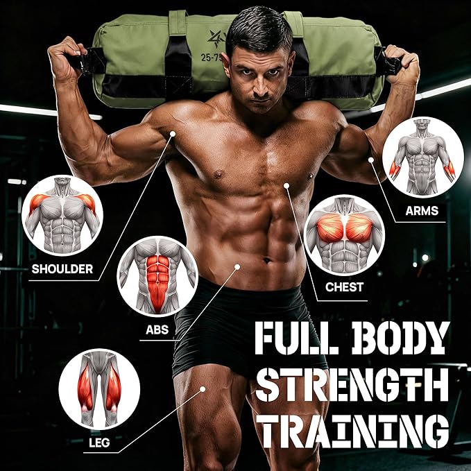 Yes4All Sandbags for Working Out, Adjustable Sand Bags for Weight Training with Handles, Multiple Colors & Sizes 5-200lbs