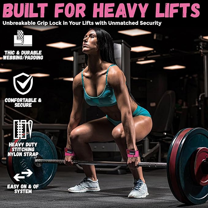 – Weight Lifting Straps Figure 8, Anti Slip Padded Wrist Support for Gym Workout Deadlift, Weightlifting, Powerlifting, Hand Bar Grip & Cross Training Strong Weightlifting Wrist Straps.
