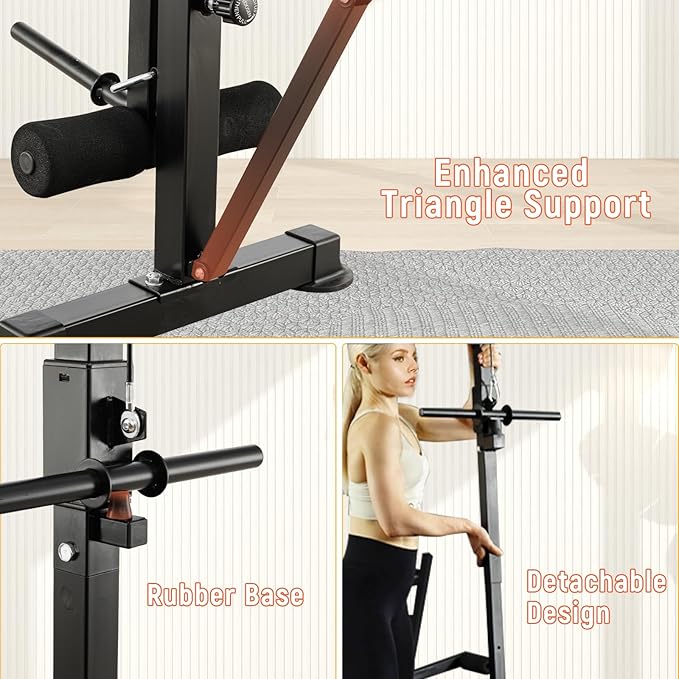 1500LBS 8 in 1 Weight Bench Set with Leg Extension/Curl and Preacher Curl, Bench Press Set and Barbell Rack with Safety Bar Catches, Foldable Workout Benches for Home(US Stock)
