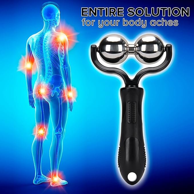 Nobility Massage Ball Roller– Ice Cold and Hot for Deep Tissue and Sore Muscle Relief of Stiffness and Stress, Body, Neck, Back, Foot, Plantar Double Black