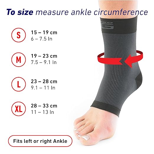 Neo-G Airflow Ankle Compression Sleeve - Sports, Daily Wear - Compression Ankle Brace, Tendonitis Support, Compression Ankle Support for Weak Ankles and Joint Pain - Airflow - L - Black