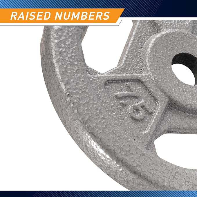 Marcy Classic 1" Cast Iron Standard Grip Plates for Strength Training and Weightlifting