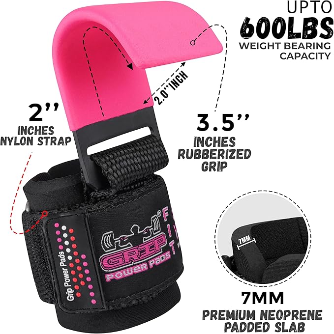Weight Lifting Rod Hooks Heavy Duty Wrist Wraps Power Weight Lifting Training Gym Grips Straps Set of 2