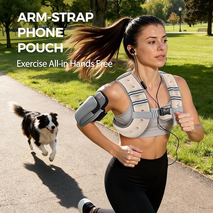 PACEARTH Weighted Vest,6lb/8lb/10lb/12lb/16lb/20lb/25lb/30lb Weight Vest with Reflective Stripe, Body Weight Vests for Women, Men, Weight Loss Workout, Strength Training, Running, Walking, Jogging