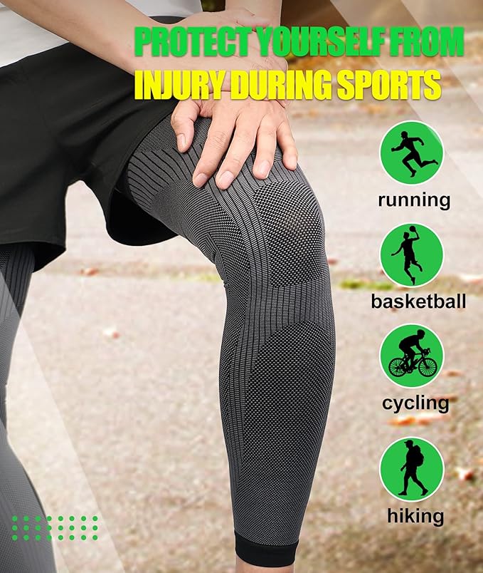 KEKING® Full Leg Compression Sleeves, Unisex, Thigh High Compression Stocking 20-30mmHg Graduated Support for Thigh Calf Knee, Running, Basketball, Reduce Varicose Veins and Swelling, Pair, Black 3XL