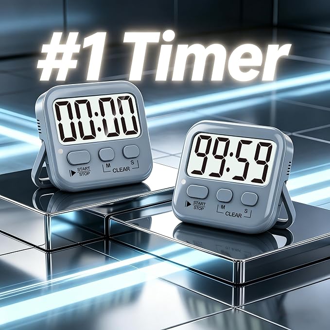 Antonki 2 Pack Digital Timer for Kids, Magnetic Countdown Kitchen Timers for Cooking, Egg, Classroom, Teacher, Exercise, Study, Oven - Battery Included