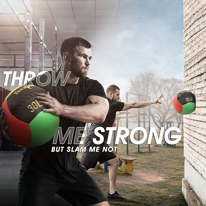 Yes4All Wall Ball, Soft Leather Weighted Iron Sand Ball for Dynamic Multifunctional Exercise, 6 LB - 30 LB