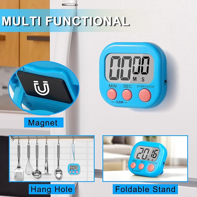 ZILLEEN Classroom Timer for Kids Teachers 2 Pack Digital Timers, Blue & Yellow