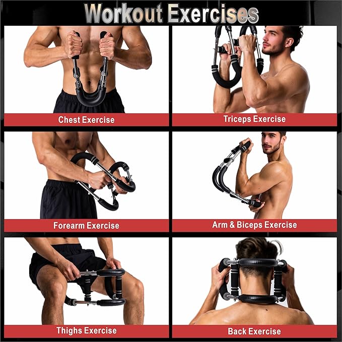 Twister Arm Trainer, Adjustable Resistance Chest Workout Equipment for Men Women, Forearm Biceps Tricep Chest Thigh Exerciser, Portable Spring Home Workout Bar