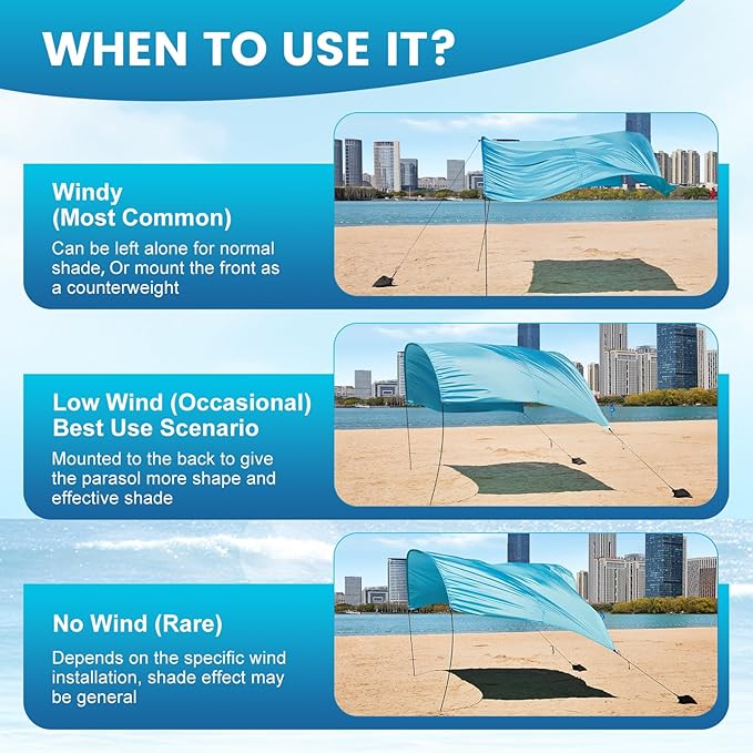 Strdfeve 2 Pack Beach Shade Accessories, Compatible with Shibumi Beach Canopy, Sandbag Weights with Clamps and Elastic Cords for Breezy and Low Wind Beach Setup, Canopy Not Included