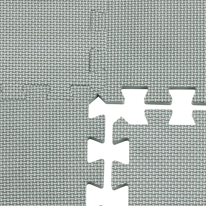 Yostrong® 18 Tiles Interlocking Puzzle Foam Baby Play Mat for Playing - EVA Babies Crawling Mat | Rubber Floor Work Out Mats for Home Gym. Gray. YOC-Lb18N