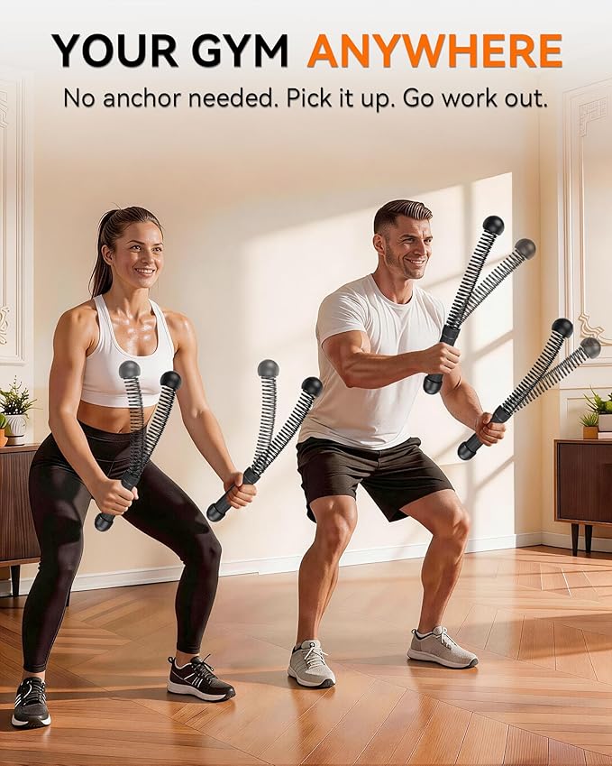 Weighted Ropeless Battle Ropes – Cordless Battle Ropes, Portable & Quiet Home Gym Workout Equipment | Low-Impact HIIT & Strength Training for Men & Women | Includes Workout Poster-Black