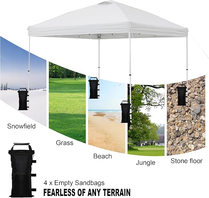 SANWAY 180 LBS (Unfilled) Sand Bags for Canopy Weights, Windproof-Portable and Durable to Secure Tents, Canopies, and Umbrellas-Black