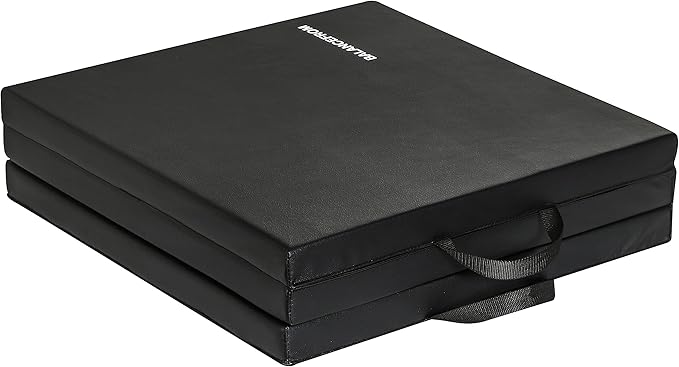 BalanceFrom 6x2 Feet 3-Panel Folding Gymnastics Mat – 2-Inch Thick Pad with Vinyl Surface and Carrying Handles for Tumbling, Yoga, Pilates, Home Workouts, and Martial Arts