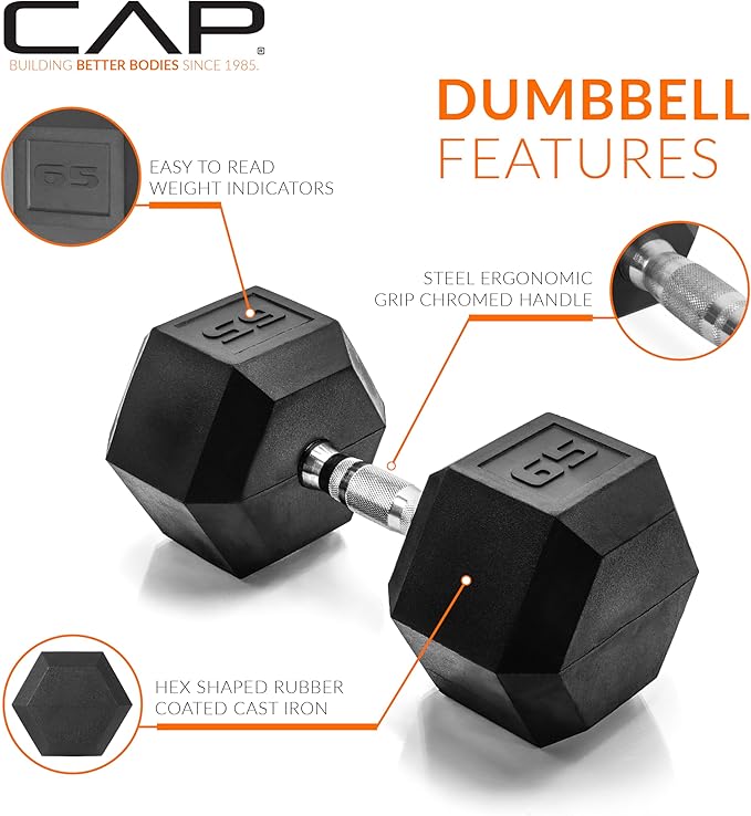 CAP Barbell Coated Dumbbell Weight | Multiple Options Pairs & Sets