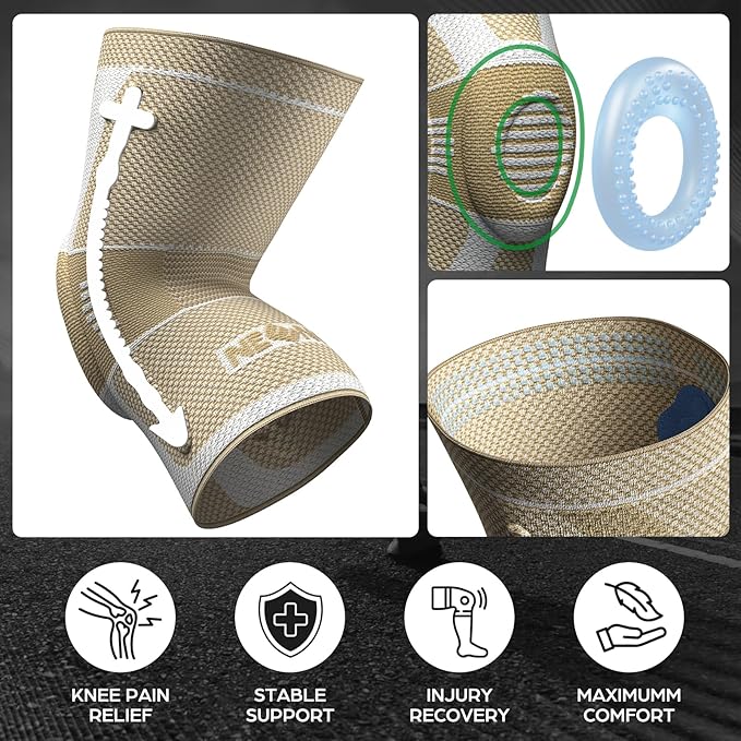 NEENCA Professional Knee Brace for Pain Relief, Medical Knee Compression Sleeve, Knee Support with Horizontal Knit Tech for Meniscus Tear, ACL, Arthritis, Joint Pain, Runner, Workout