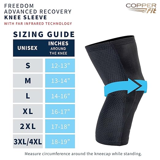 Copper Fit PRO Recovery Knee Compression Sleeve - Breathable, Second Skin Feel - Arthritis, Joint Pain, Circulation - For Men and Women (Small)