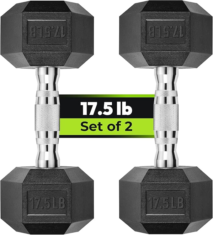 Hex Dumbbell Set, 2.5-65 lb Rubber Encased Exercise & Fitness Dumbbells, Weights Dumbbells Set of 2, Hand Weight for Strength Training