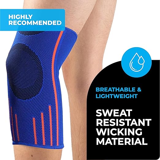 VITTO Kids Knee Brace - Osgood Schlatter Knee Brace Youth, Compression Sleeve for Boys and Girls from 4-14 years old (Blue, M)
