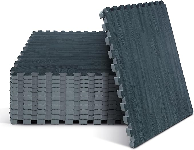Yes4All EVA Interlocking Mats, Puzzle Floor Tiles, Foam Floor Padding with Border for Furniture, Home Space, Living Room, Garage