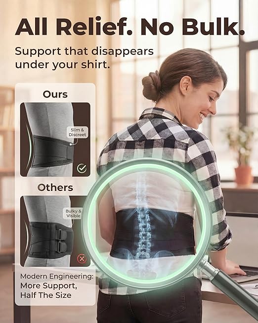Sparthos Back Brace for Lower Back Pain - Immediate Relief from Sciatica, Herniated Disc, Scoliosis - Breathable + Lumbar Support Pad - For Men & Women - Fits 44–52″ Waist (Large, Check Size Chart)