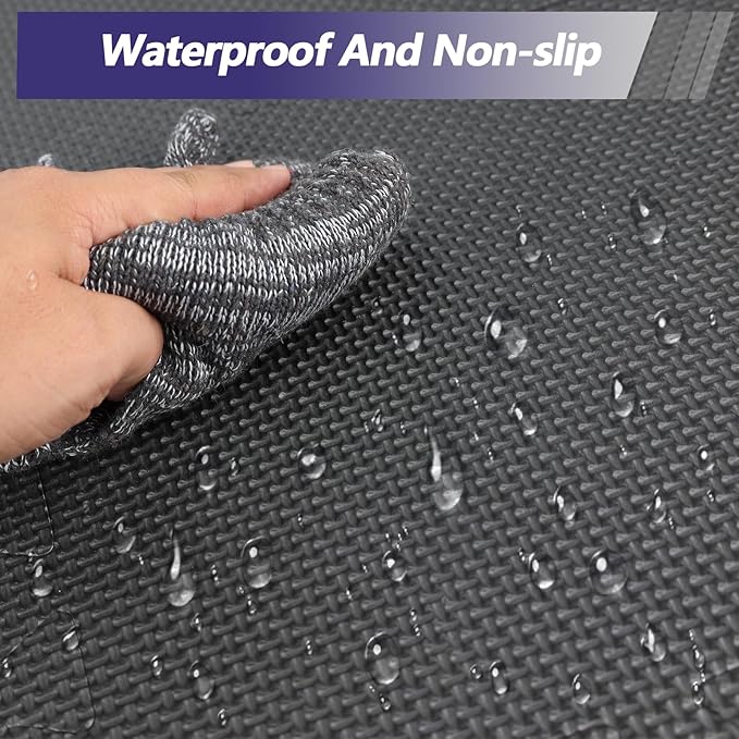 1/2 inch Thickened Interlocking Foam Floor Mats (20 Sq Ft), 20 Tiles 12.6X12.6in High Density EVA Gym Flooring for Home Gym, Weightlifting, Kids Play Area, Non-slip, Free Splicing.