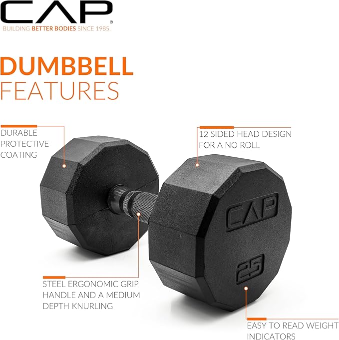 CAP Barbell Coated Dumbbell Weight | Multiple Options Pairs & Sets