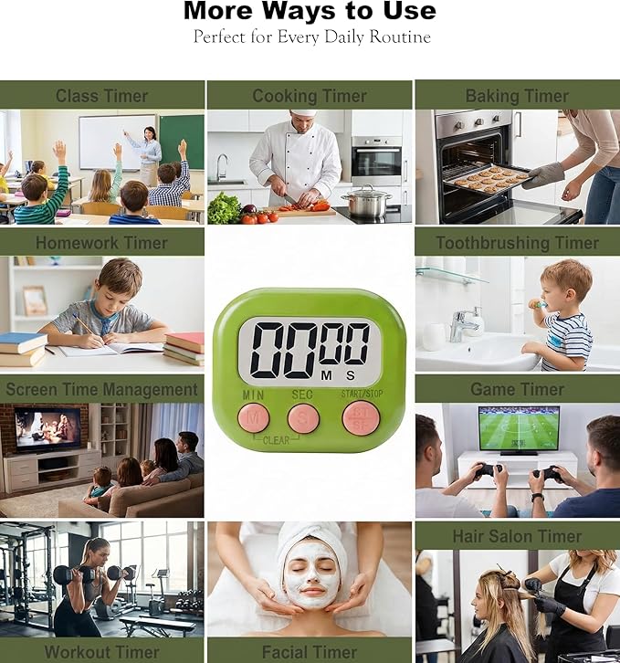Digital Timer for Classroom Teachers Students, Magnetic Kitchen Countdown Timer, Easy Timers for Kids Homework Study Cooking Gym Game, 6 Pcs